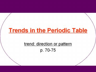 Trends in the Periodic Table