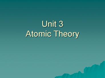Unit 3 Atomic Theory