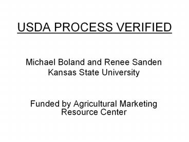 USDA PROCESS VERIFIED