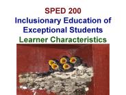 SPED 200 Inclusionary Education of Exceptional Students