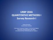 URBP 204A QUANTITATIVE METHODS I Survey Research I