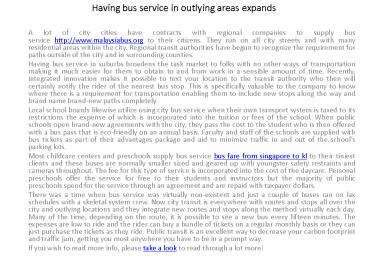 Having bus service in outlying areas expands