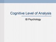 Cognitive Level of Analysis PowerPoint PPT Presentation