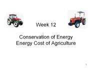 Week 12 Conservation of Energy Energy Cost of Agriculture
