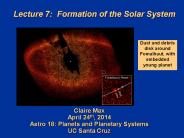 Lecture 7: Formation of the Solar System