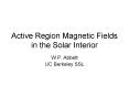 Active Region Magnetic Fields in the Solar Interior PowerPoint PPT Presentation