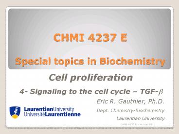 CHMI 4237 E Special topics in Biochemistry