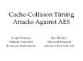 Cache-Collision Timing Attacks Against AES PowerPoint PPT Presentation