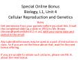 Special Online Bonus Biology, L1, Unit 4 Cellular Reproduction and Genetics PowerPoint PPT Presentation