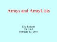 Arrays and ArrayLists PowerPoint PPT Presentation