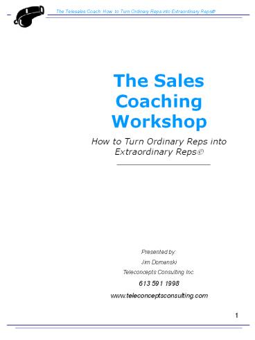 The Sales Coaching Workshop