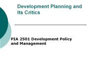 Development Planning and Its Critics