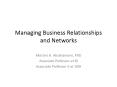 Managing Business Relationships and Networks PowerPoint PPT Presentation