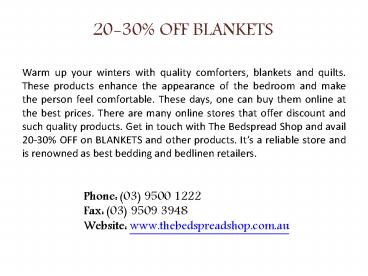 20-30% OFF Blankets from The Bedspread Shop