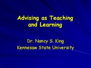 Advising as Teaching and Learning