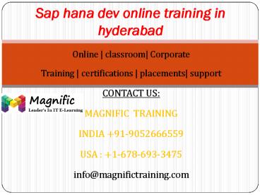 Sap Hana Dev Online Training in Hyderabad