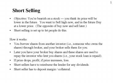 Short Selling