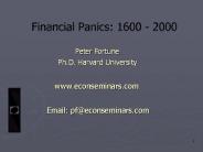 Financial Panics: 1600 - 2000