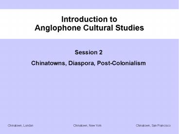 Introduction to Anglophone Cultural Studies