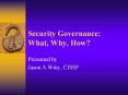Security Governance: What, Why, How? PowerPoint PPT Presentation
