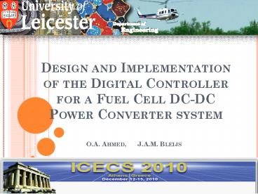 Design and Implementation of the Digital Controller for a Fuel Cell DC ...