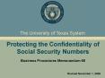 Protecting the Confidentiality of Social Security Numbers PowerPoint PPT Presentation
