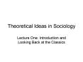 Theoretical Ideas in Sociology PowerPoint PPT Presentation