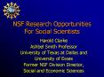 NSF Research Opportunities For Social Scientists PowerPoint PPT Presentation
