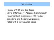 History of NCF and the Board