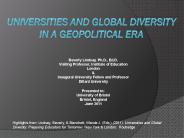 Universities and Global Diversity in a Geopolitical Era