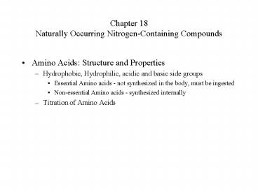 Chapter 18 Naturally Occurring Nitrogen-Containing Compounds