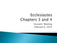 Ecclesiastes Chapters 3 and 4