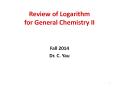 Review of Logarithm for General Chemistry II PowerPoint PPT Presentation