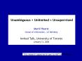Unambiguous   Unlimited = Unsupervised PowerPoint PPT Presentation