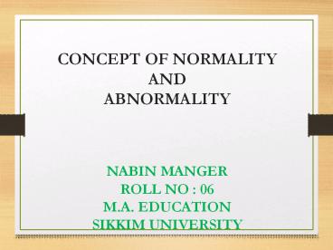 concept of normality and abnormality