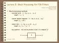 Lecture 5: Block Processing for FIR Filters PowerPoint PPT Presentation