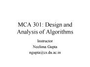 MCA 301: Design and Analysis of Algorithms