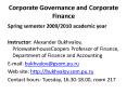 Corporate Governance and Corporate Finance PowerPoint PPT Presentation