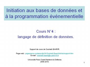 Initiation aux bases de donn