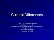 Cultural Differences