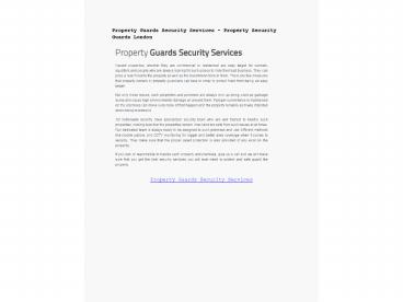 Property Guards Security Services - Property Security Guards London