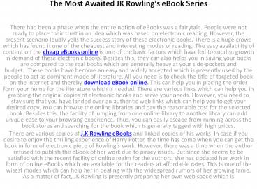 The Most Awaited JK Rowling’s eBook Series
