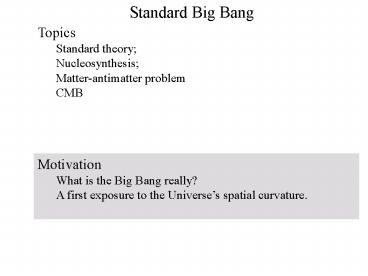 Standard Big Bang