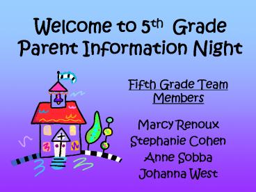 Welcome to 5th Grade Parent Information Night