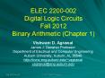 ELEC 2200-002 Digital Logic Circuits Fall 2012 Binary Arithmetic (Chapter 1) PowerPoint PPT Presentation