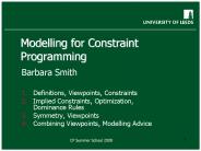 Modelling for Constraint Programming
