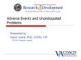 Adverse Events and Unanticipated Problems PowerPoint PPT Presentation