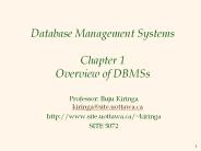 Database Management Systems Chapter 1 Overview of DBMSs