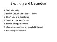 Electricity and Magnetism