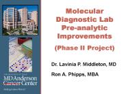 Molecular Diagnostic Lab Pre-analytic Improvements  (Phase II Project)